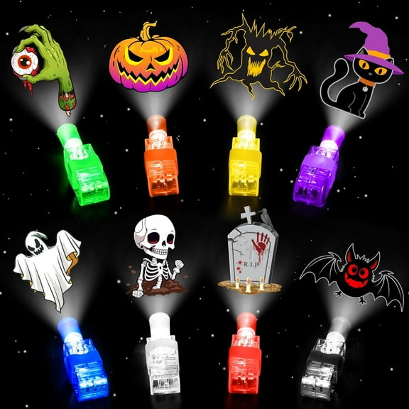 40 Pcs Halloween Party Favors Finger Lights for Kids, Halloween Light Up Toys Bulk Glow in the Dark Halloween Treats Non Candy Goodie Bag Fillers Basket Stuffers Classroom Prizes Trick or Treat Gift