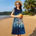 thumbnail image 4 of Haiem White Jellyfish Dansing in the Ocean Pattern Women's Short-Sleeve Scoop Neck Swing Dress, 4 of 6