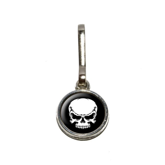 Tribal Skull on Black Charm Zipper Pull