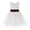 thumbnail image 2 of Ekidsbridal Girl Baptism Flower Girl Dress - Knee Length White Lace V-Back Dress with Tiebow 206T-A (Size: S-10), 2 of 3
