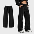 thumbnail image 3 of EANJE Men's Baggy Sweatpants Casual Elastic Waist Wide Leg Pants Solid Loose Fit Lounge Trousers with Side Pockets for Daily Streetwear Black XL, 3 of 5
