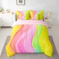 thumbnail image 2 of Manfei Colorful Waves Stripe 7pcs Bedding Comforter Set,Moedern Abstract Geometric Queen Bedding Sets,Multicolor Lines Striped Queen Sheet Sets For Girls,Luxury Bedroom Decor Reversible, 2 of 8