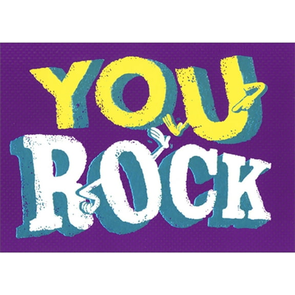 Avanti Press You Rock Yellow and White Letters on Purple A-Press Funny / Humorous Friendship Card