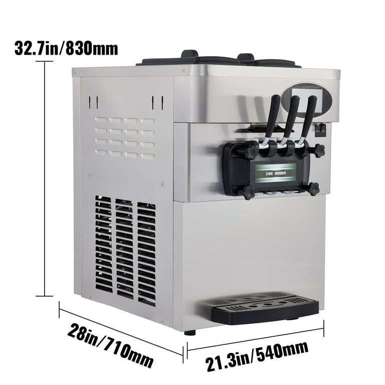 VEVOR Commercial Soft Ice Cream Machine, 2200W Serve Yogurt Maker, 3  Flavors Ice Cream Maker, 5.3 to 7.4 Gallons per Hour Auto Clean LCD Panel  for