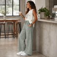 thumbnail image 7 of Sewkxo Womens Casual Wide Leg Sweatpants Acid Wash Elastic Waisted Palazzo Pants Trousers with Pockets,Gray L, 7 of 7