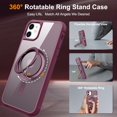 thumbnail image 2 of 360° Magnetic Swivel Ring for iPhone 11 case, Built-in Metal Stand and Ring Holder, Magsafe Compatible, Military Grade Protection, Shock and Vibration Resistant - Wine Red, 2 of 14