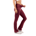 thumbnail image 3 of Flare Yoga Leggings with Pockets 28" High Waist Super Soft Stretchy Workout Yoga Pants Burgundy 1X, 3 of 4