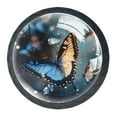 thumbnail image 2 of 4 Pcs Blue Butterflies Print Cabinet Knobs 30mm Round Crystal Glass Drawer Handles Pulls with Screws for Kitchen Cupboard Wardrobe Closet Dresser, Home&Office, 2 of 7