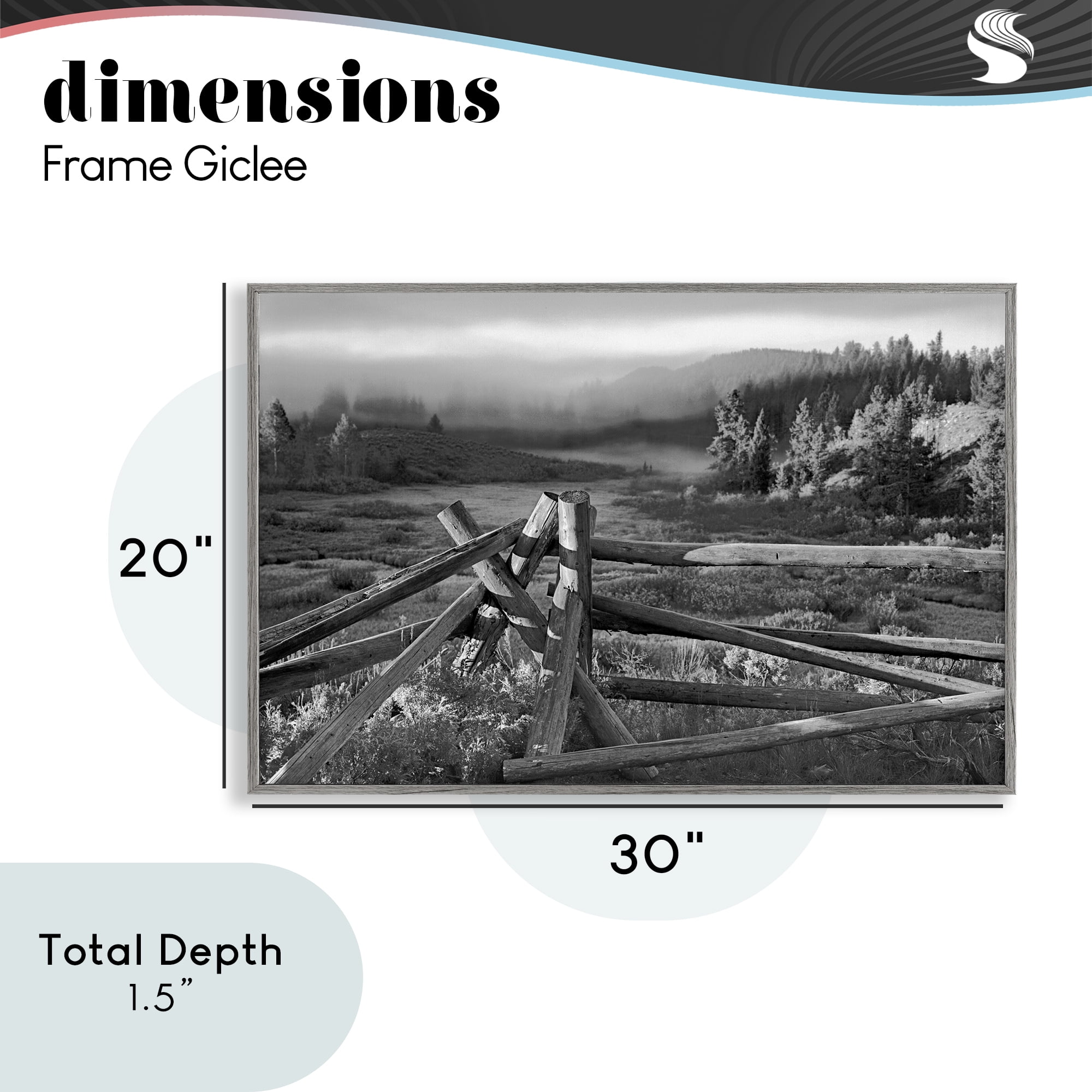 Grand Tetons Fence Beyond Gray Framed Giclee Art, design by MJ Photography