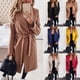 thumbnail image 1 of Farfi Mujer invierno color sólido manga larga solapa lana cardigan cálido midi trinchera abrigo negro Farfi Abrigo, 1 of 2