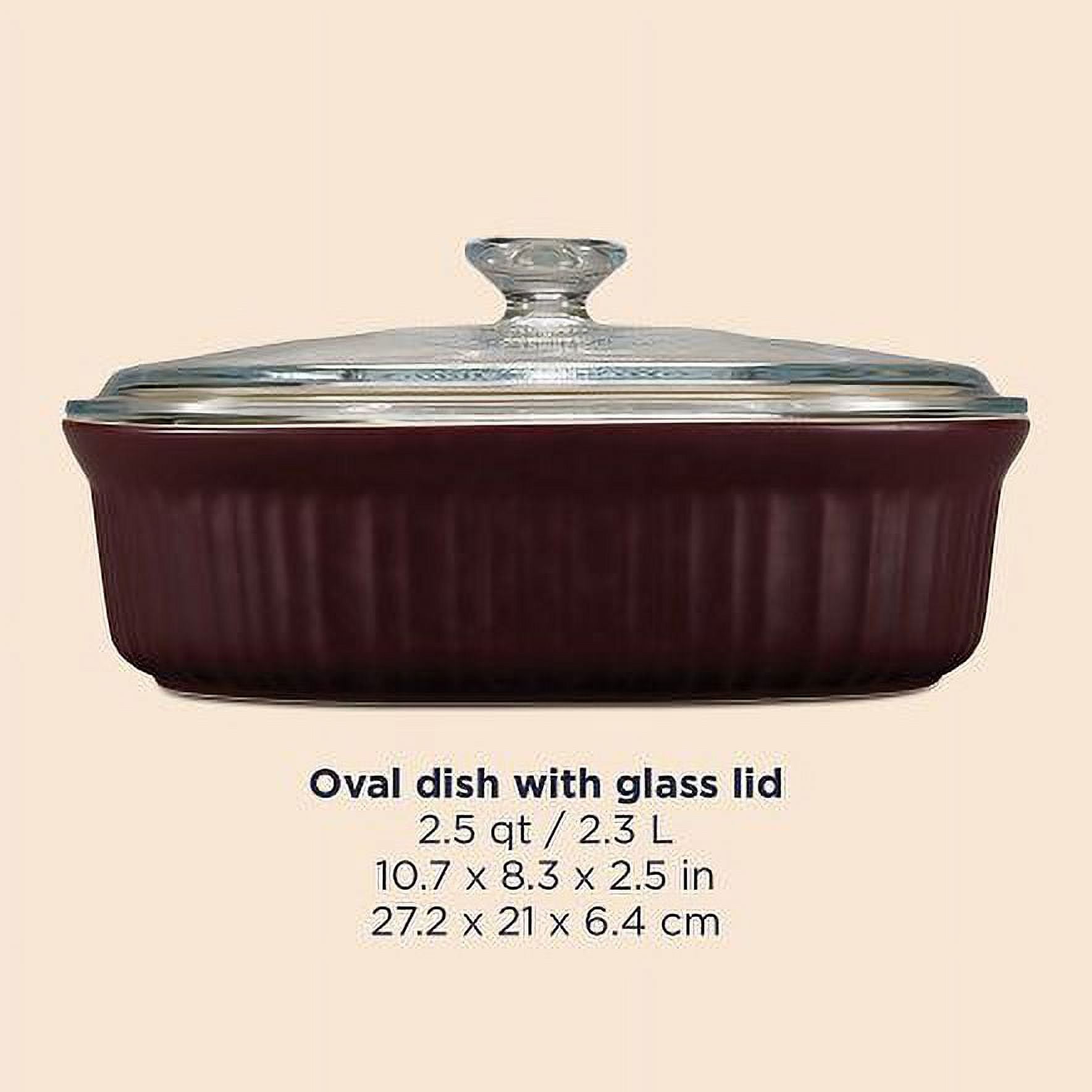 CorningWare French Colors 2.5qt Oval Baking Dish with Glass Lid, Cabernet
