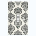 thumbnail image 1 of Metal Light Switch Plate Outlet Cover (Damask Black Tan Pattern - Single Toggle), 1 of 2