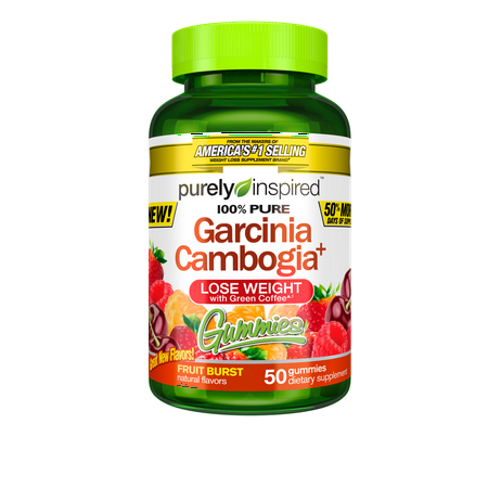 100% Garcinia Cambogia Gummies, Weight Loss Supplements with Green Coffee Extract, Natural Flavours, Fruit Burst, 50 Count