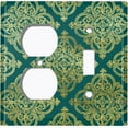 thumbnail image 4 of Metal Light Switch Plate Cover Elegant Green Yellow Diamond Cross Damask DAM091, 4 of 13