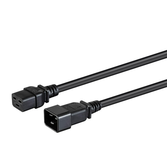 Monoprice Heavy Duty Extension Cord - 6 Feet - Black | IEC 60320 C19 to IEC 60320 C20, 12AWG, 20A, SJTW, 250V