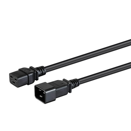 UPC: 0889028102473 | Monoprice Heavy Duty Extension Cord – 6 Feet – Black | IEC 60320 C19 to IEC 60320 C20  12AWG  20A  SJTW  250V