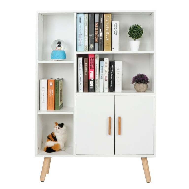 Ylshrf Bookshelf Modern Bookcase With, Book Shelves With Drawers And Doors