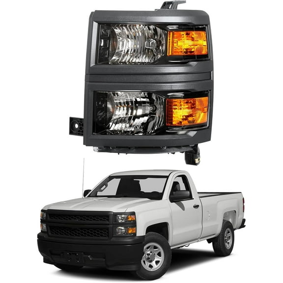 HOUGEET Headlights Assembly Fit For 2014-2015 Chevy Silverado 1500, Replacement Headlamps, OEM Style Front Headlight Upgrade, Compatible with Chevy Pickup Truck (Left) Black