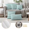 thumbnail image 5 of Aqua Striped Outdoor Pillow Covers 20x20 Set of 2, Waterproof Patio Throw Pillowcase Protectors, Rustic Farmhouse Stripes Square Decorative Pillow Shams Cushion Covers for Seat Bed Couch Sofa, 5 of 8