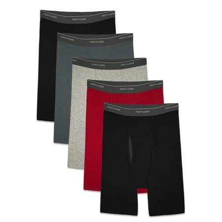 Fruit of the Loom Men's CoolZone Fly Dual Defense Assorted Long Leg Leg Boxer Briefs, 5 Pack