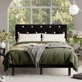 thumbnail image 1 of VERDALAY Estructura de cama tipo plataforma tamaño queen con cabecero tapizado en terciopelo/estructura de cama con botones de cristal y soporte de listones de madera. No necesita somier negro, 1 of 16