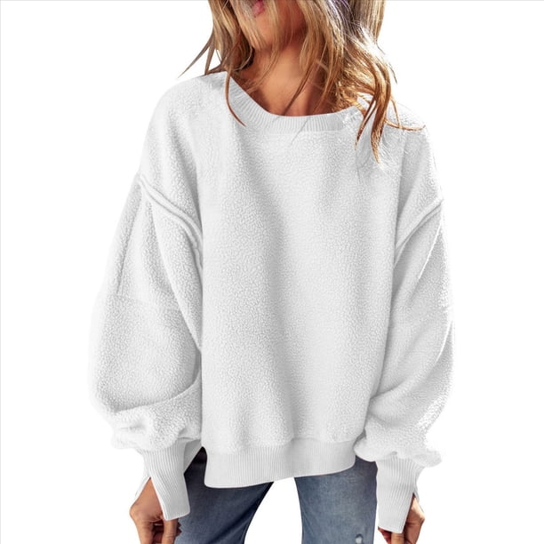 Suéter de Cuello Redondo para Mujer, Holgado, de Lana de Cordero, Informal, Versátil, de Larga, para Otoño e Invierno. L