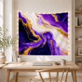 thumbnail image 5 of Purple, White and Gold Vortex Across Flowing Swirls, Dramatic Abstract for Art Lovers, Fluid Art Decor, Housewarming Gift, Tapestry Wall Hanging for Living Room and Studio, 5 of 7