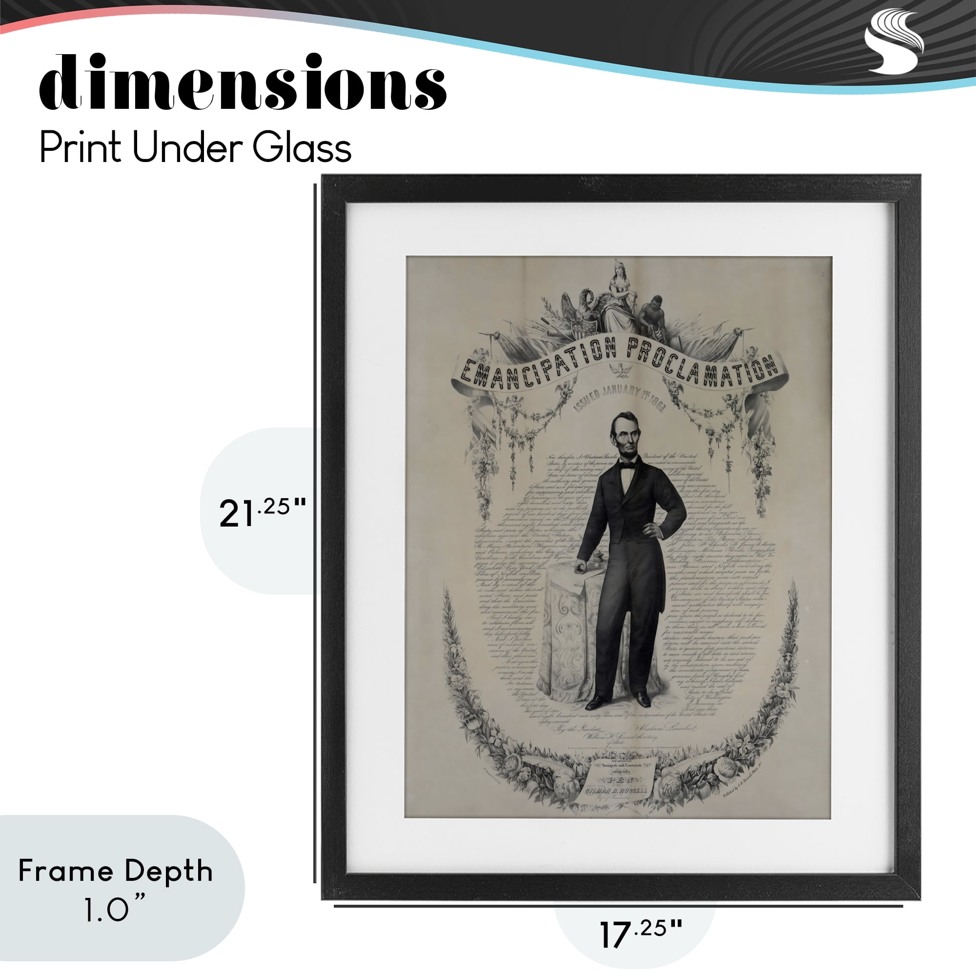 Stupell Industries Lincoln with Emancipation Proclamation Black Framed Print Under Glass, design by Arlington Prints