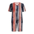 thumbnail image 5 of Plus Size Women’s Striped 2‑piece Outfit, V‑neck Half Sleeve Tops High Waist Biker Shorts, Casual Summer Loungewear Set Watermelon Red 4XL, 5 of 5