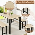 thumbnail image 5 of UHOMEPRO Dining Table Set for 4, 3-Piece Kitchen Table Set with 2 Benches, Modern Dining Room Table Set with Metal Frame, Breakfast Nook Furniture Set for Home Cafeteria Bar Dining Room, Beige, 5 of 12