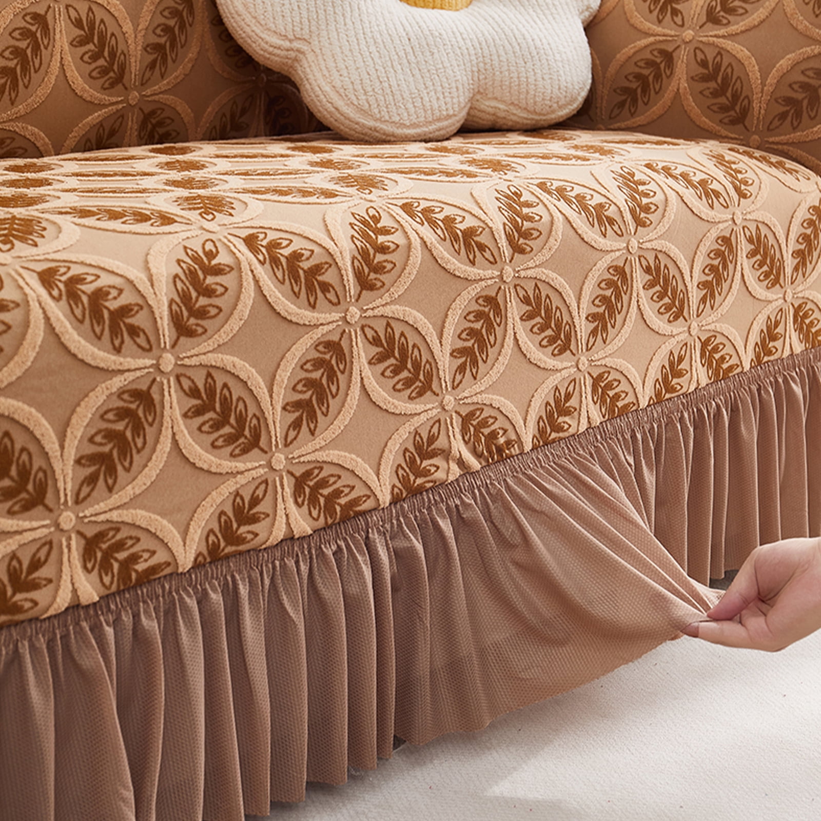 ANMINY Stretch Sofa Slipcover Cushion Couch Cover with Skirt Pet Friendly Durable Washable Stretchable 2-Seater (57"-73")