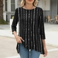 thumbnail image 5 of QQAMB 3/4 Sleeve Tunic Tops for Women Dressy Casual Crewneck Floral Printed Loose Blouse Flowy Shirts Black XL, 5 of 7