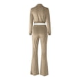 thumbnail image 5 of Unir Casual Velvet 2 Piece Tracksuit For Women, Long Sleeve Zip Crop Top & Elastic Drawstring Flared Pants Soft Plush Loungewear Outfit S-XXXL Plus Size Friendly True To Size, 5 of 6