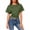 Army Green, variant on Women's T-Shirt Casual Round Neck Short Sleeve Tops Solid Color Tapered Waist Crop Tee Blouses Summer Spring OutFits