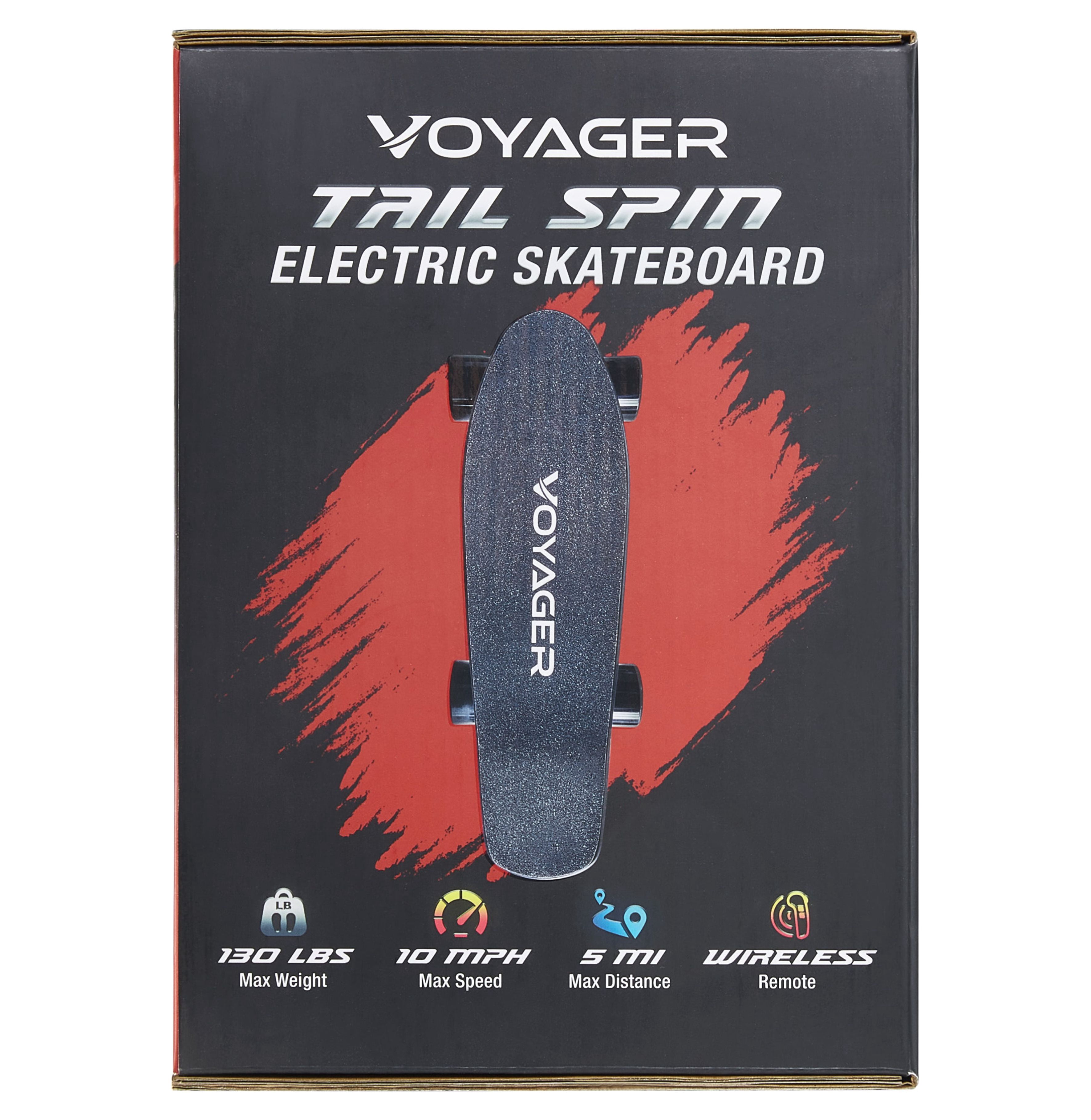 Voyager Tailspin Electric Skateboard for Beginners, Kids and Teenagers .Black,2816 oz