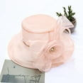 thumbnail image 2 of Organza Fascinator Hat - Women's Wide Brim Church Bridal Tea Party Wedding Hat, 2 of 3