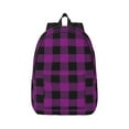 thumbnail image 2 of Rocae Purple Black Plaid for Durable Canvas Backpack Leisure Large Bag Travel Rucksack Multi-function Backpack Medium, 2 of 8