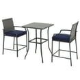 thumbnail image 2 of JOIVI 3-Piece Patio Bar Set, Outdoor Wicker Bistro Set, All-weather Rattan Bar Stools with Cushions and Wood Top Table, 2-person Bar Height Patio Furniture, Bistro Table and Chairs, Navy blue, 2 of 9