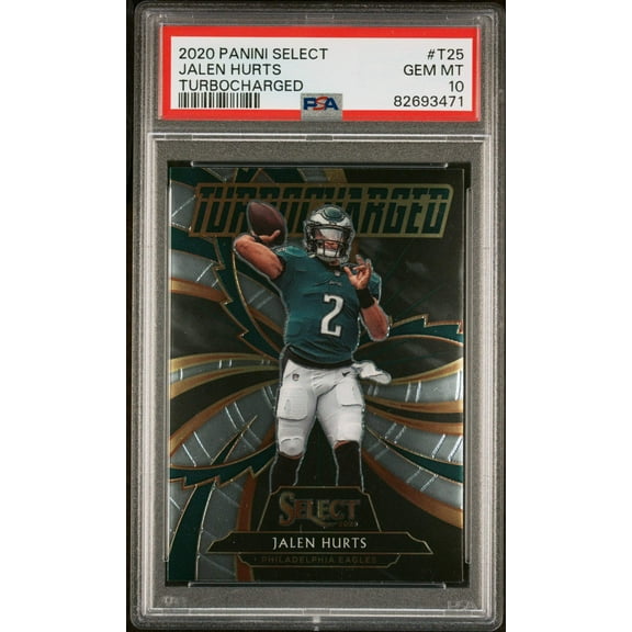 Graded 2020 Panini Select Jalen Hurts #T25 Turbocharged Rookie RC Football Card PSA 10 Gem Mint