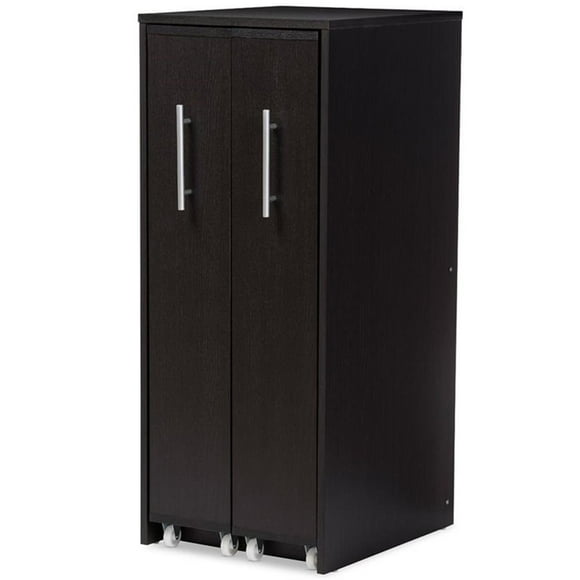 Baxton Studio Lindo 2 Pull Out Door Media Storage Cabinet in Brown