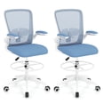 thumbnail image 1 of Gymax 2PCS Home Office Drafting Chair w/Flip-Up Armrests Adjustable Footrest Ring, 1 of 10