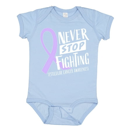 

Inktastic Never Stop Fighting Testicular Cancer Awareness Gift Baby Boy or Baby Girl Bodysuit