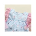 thumbnail image 4 of Qmyliery Ruffled Rabbit Print Fly Sleeve Square Collar Bodysuit with Bows Blue, 4 of 9