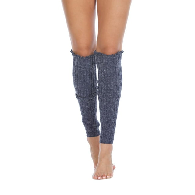 Foot Traffic Cable Knit Legwarmers (Long Denim)
