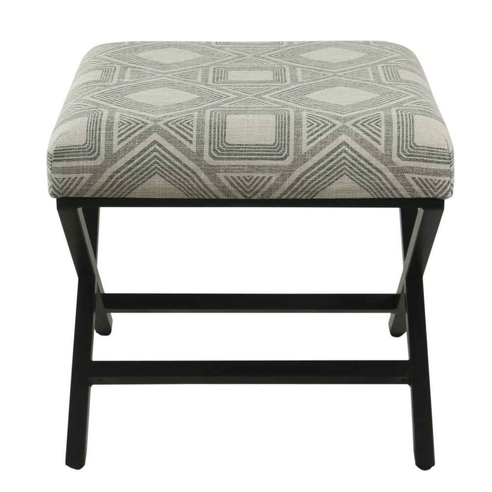 HomePop Modern Metal Xbase Ottoman Charcoal Square Geometric