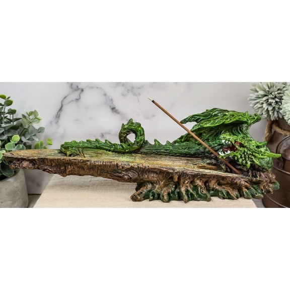 Ebros Green Earth Dryad Tree Greenman Dragon Incense Holder Burner Figurine