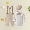 thumbnail image 2 of 6 Months Infant Baby Boys 3Pcs Gentleman Suit Set With Hat Formal Dress Clothes Long Sleeve Long Sleeve Bow Romper Tops Suspender Pants Kids Gentleman Outfits Newborn Outfit Set,Blue, 2 of 4