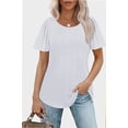 thumbnail image 2 of Scoop Neck Women Pleated Short Sleeve T Shirt Dressy Casual Summer Blouse Top, 2 of 5