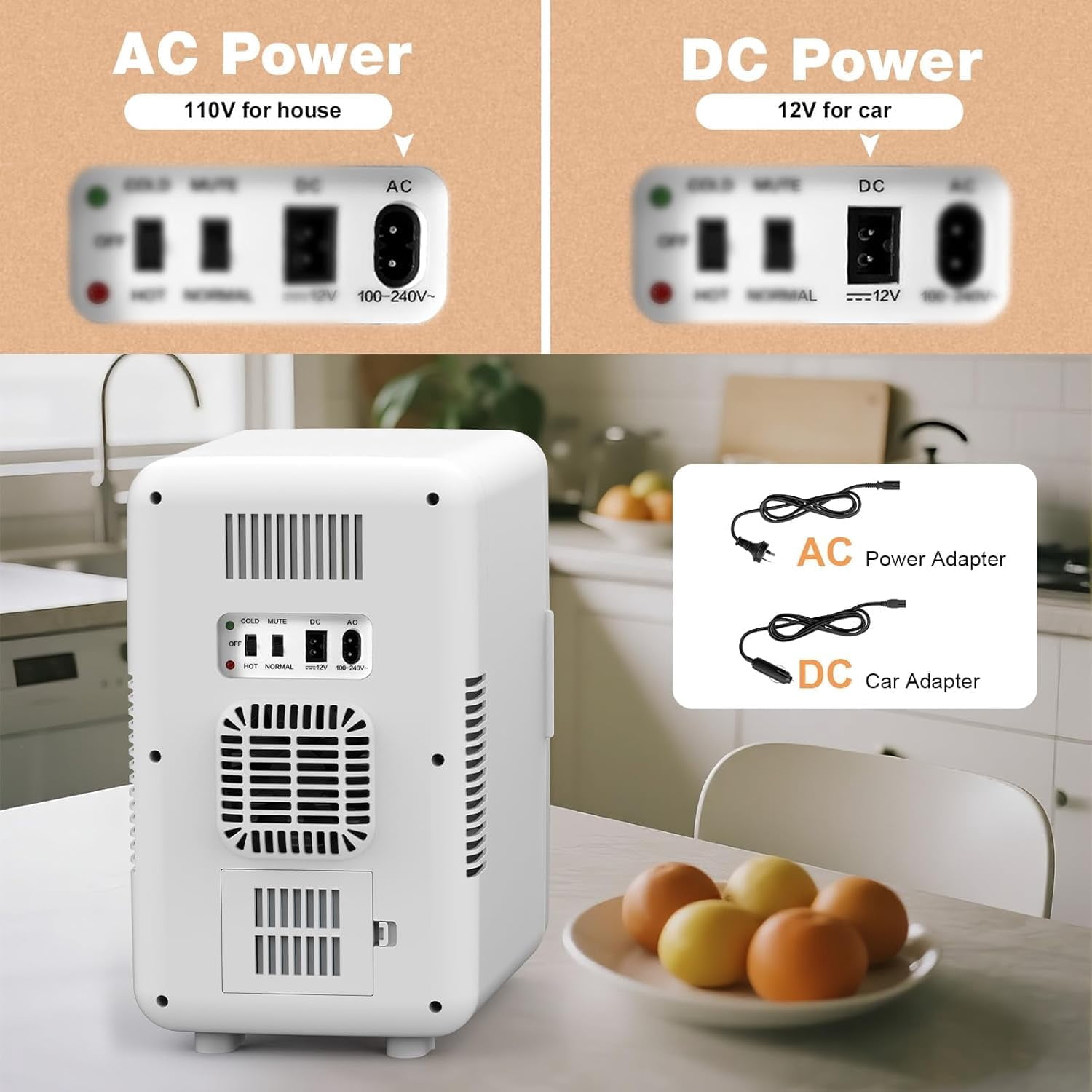 Advwin 12L Mini Fridge for Bedroom, Small Skincare Refrigerator Cooler for Drinks, Dorm, Office, White