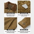 thumbnail image 6 of Full Zip Jackets for Men Fall Trendy Casual Cargo Jacket Outwear Lapel Neck Coat with Pockets Fall Spring Winter (XL, Khaki), 6 of 7